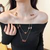 Light Luxury Four-leaf Clover Long Necklace Women with Fall and Winter Sweater Chain High-level Sense of Double Layered Stacked Clothes Pendant