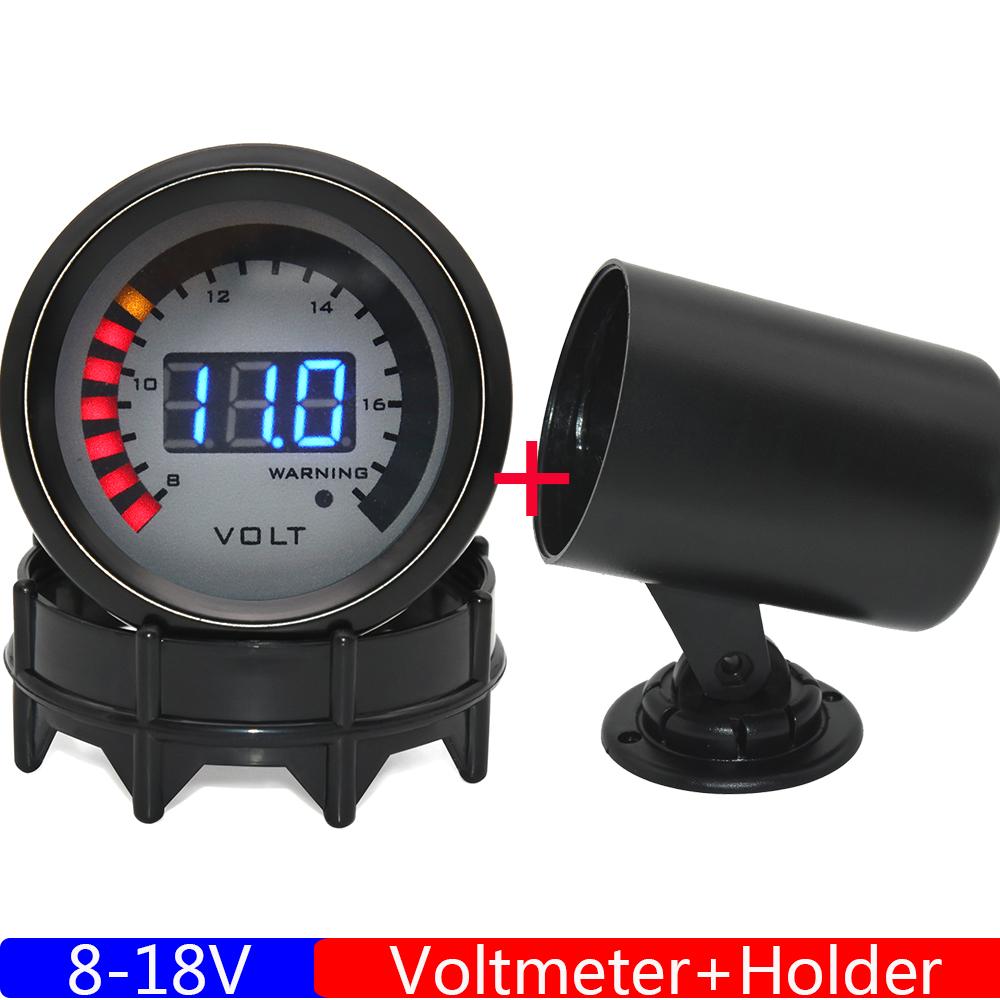 2"; 52MM VOLTMETER Universal Gasoline Engine 12V Car Gauge 8-18V Voltage Digital VOLT Meter Automobile With LED