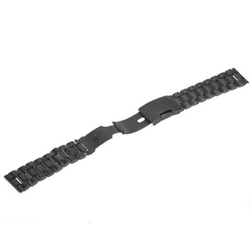 Schwarzes Edelstahl Uhrenarmband Armband Gebogenes Ende Massive Glieder 16mm 18mm 20mm 24mm