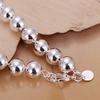 4mm-14mm Beads 925 Silver Bracelets Fashion Charm Chain Jewelry High Quality Women Lady Party Gift Wedding