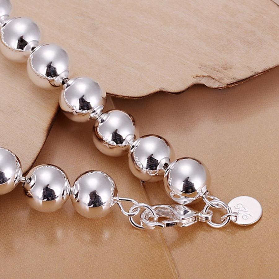 4mm-14mm Beads 925 Silver Bracelets Fashion Charm Chain Jewelry High Quality Women Lady Party Gift Wedding