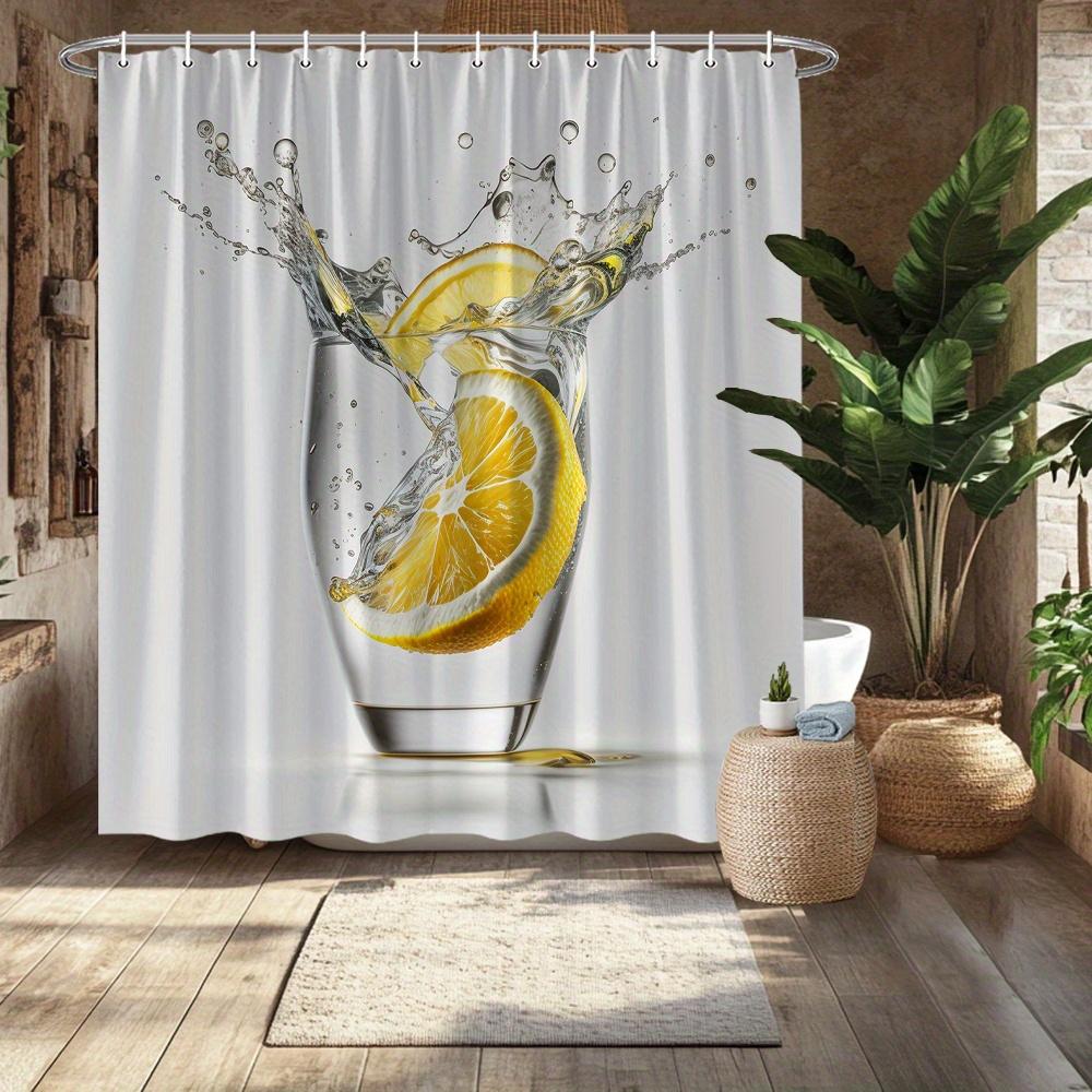 Lemon Splash Shower Curtain - Vibrant Citrus & Water Scene, Fade-Resistant Polyester,Refreshing Bathtub & Bathroom Decor