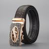 Belt Men'S Business High-End Leather Alligator Pattern Automatic Buckle Belt Embossing