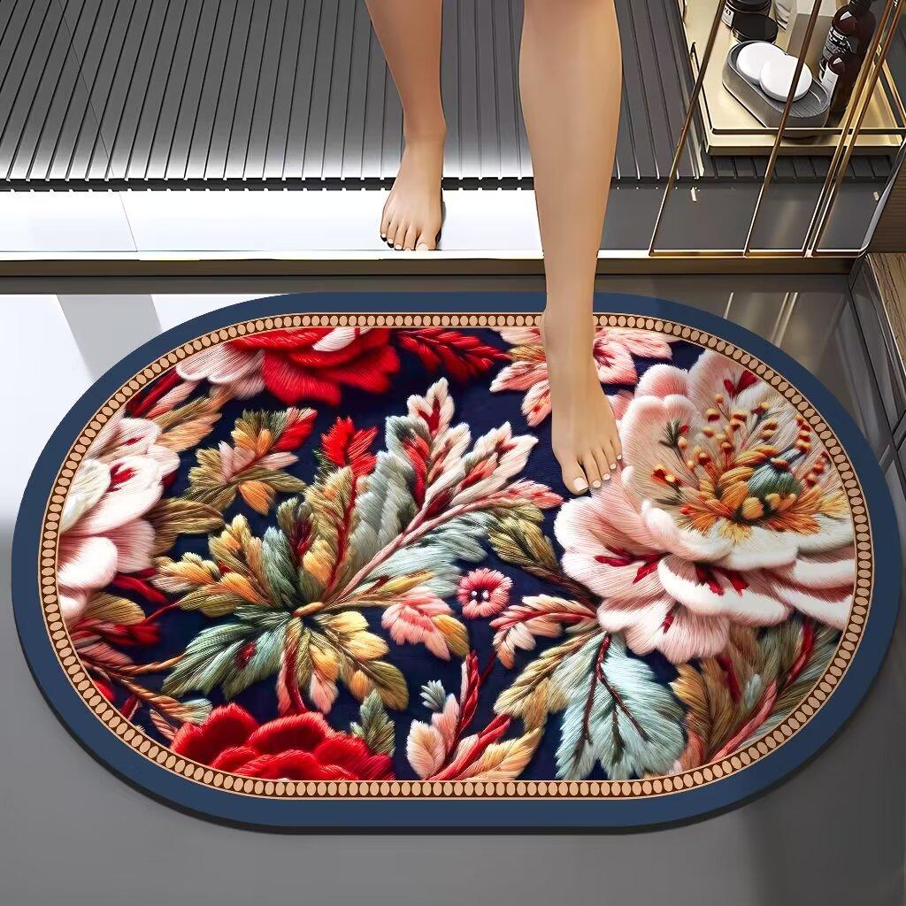 Výšivka v čínském stylu Větrná diatomová bahenní rohož Absorpční Špinavá koupelnová protiskluzová rohož Domácí koupelna Snadno se udržuje Rohožka na nohy