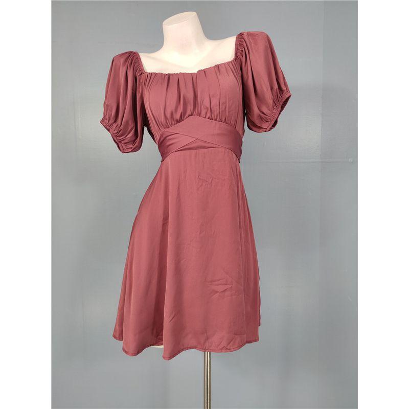 Trade Order as Home High Cold Goddess Square Collar Strap Waist Hugging Design Big Hemline Dress Chest Emphasizing Skin-friendly Sweet Short dress