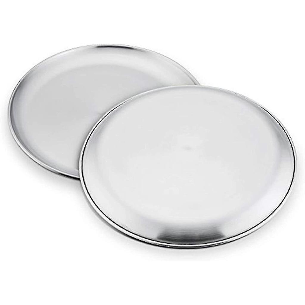 Stainless Steel Pizza Tray Set Of 4 - Round Pizza Baking Trays (26 Cm)  - RiRi