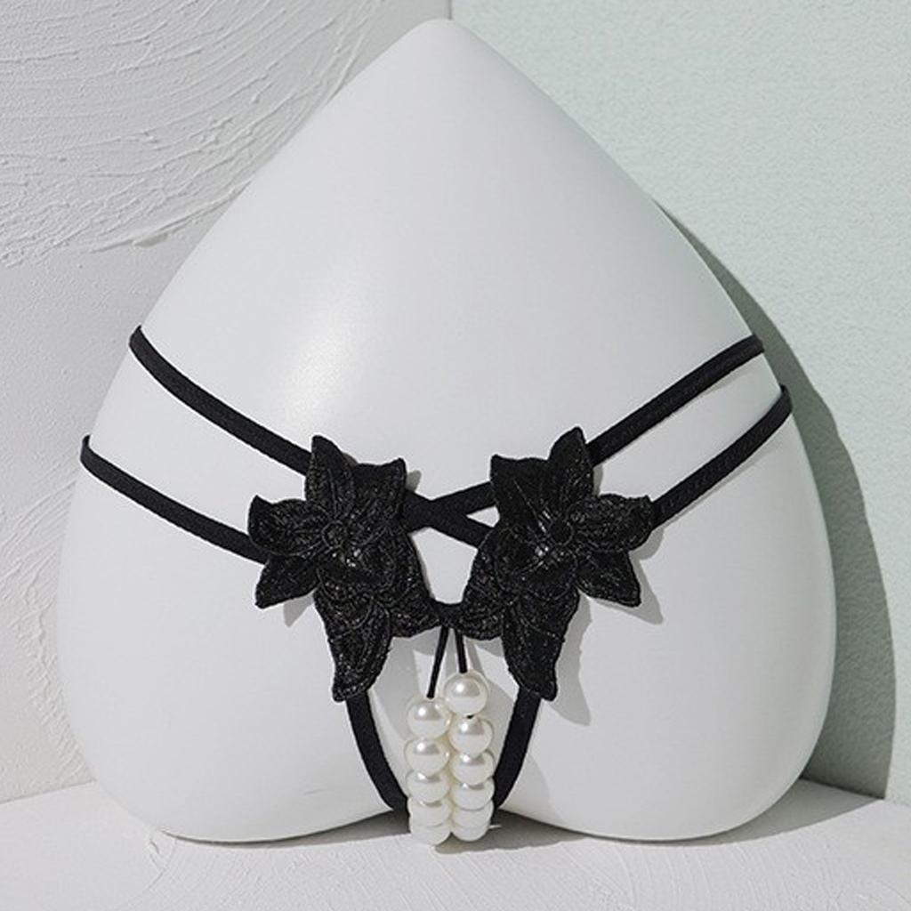 Sexy Panties Open Crotch Pearl Massage Panties Transparent Hollow Thong Sexy Pants
