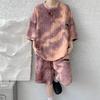 Anzug Herren Sommer Batik Kurzarm T-Shirt Shorts Zweiteiler Freizeit Sportbekleidung