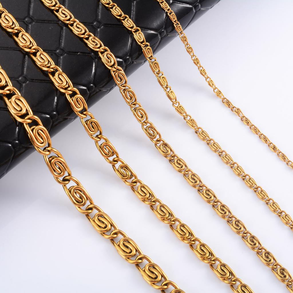 Edelstahl Gliederketten-Büroklammer-Kette Lange Halskette für Damen Herren Gold Hip Hop Hals-Choker Metall Schmuck Zubehör