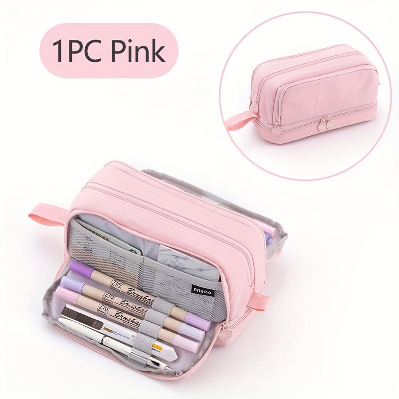1pc Double-layer Double-open Large-capacity Good Looking Junior High School Multi-functional Pocket Zipper Pen Pocket