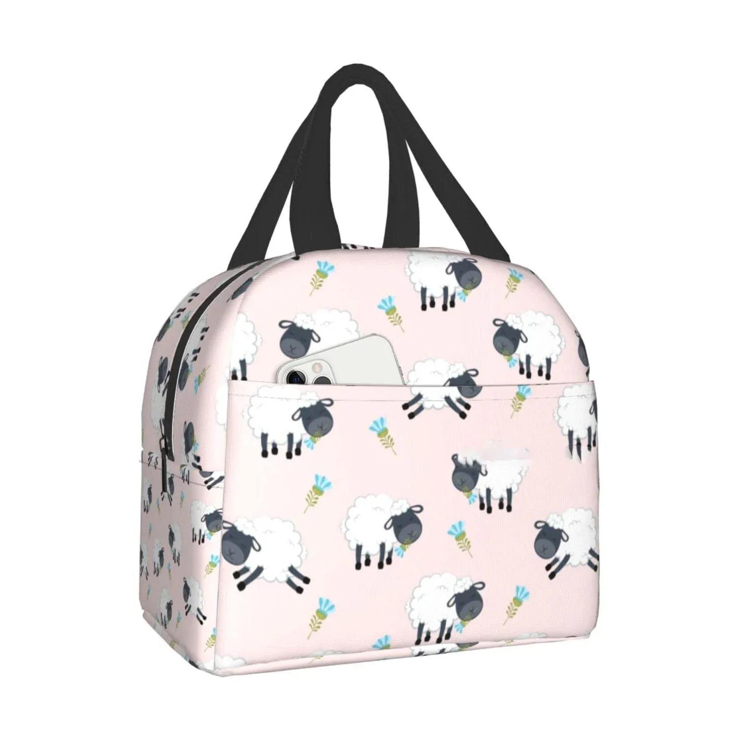 

Овечка Милое Животное Сумка для Ланча Дорожный Бокс Работа Бенто Охладитель Многоразовая Сумка Пикник Боксы Изолированный Контейнер Сумки для Покупок 22x20x13CM