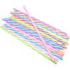 Bicolor Spiral Stripe Reble Plastic Straight Straws Colorful 9in + Brush