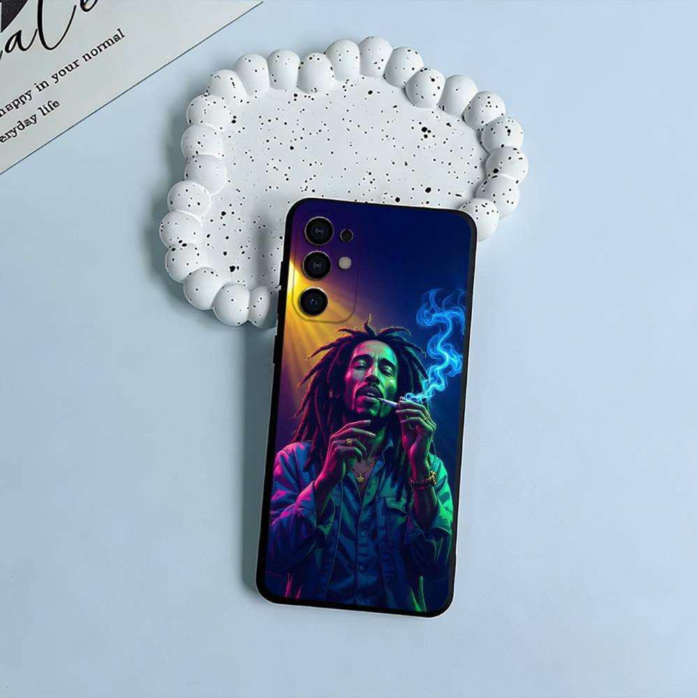 Lion-B-Bob- M-Marley Soft Silicone Case for Samsung S25, S24, S21, S22, S23, S30, Ultra, S20, Plus, FE, Lite-Black