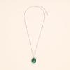 [KOAI] Malachite Teardrop Pendant, Purification and Good Fortune Amulet Power Stone Pendant, 925 Silver Chain, Women's