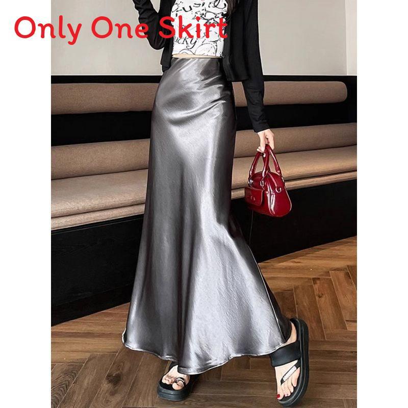 Satin Fish Tail Skirt With High Waist For Women Spring Stylish Pencil Skirt