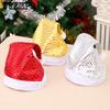 WTEMPO Solid Color Sequined Adult Christmas Hats Christmas Decorative Hats Santa Claus Hats Christmas Party Performance Decorative Hats
