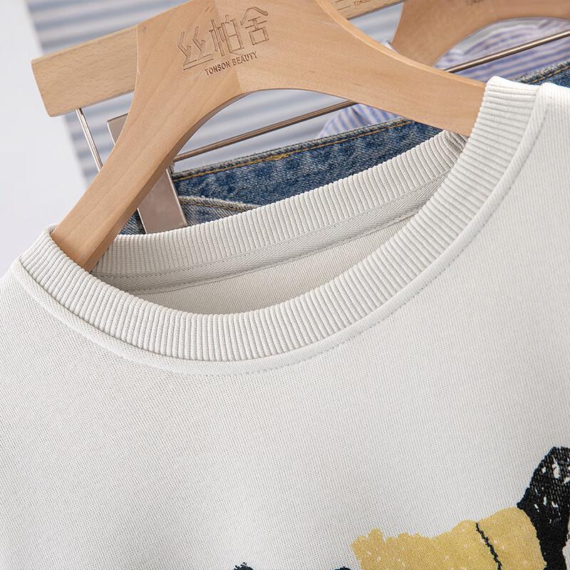 Damen 2025 Herbst Cartoon-Print Rundhals Locker Geschnittenes Sweatshirt