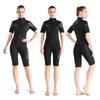 Women's 3mm Short Sleeve Short Pants One-Piece Ouzo Wetsuit - Warm, Cold-Proof, and UV-Resistant for Surfing.