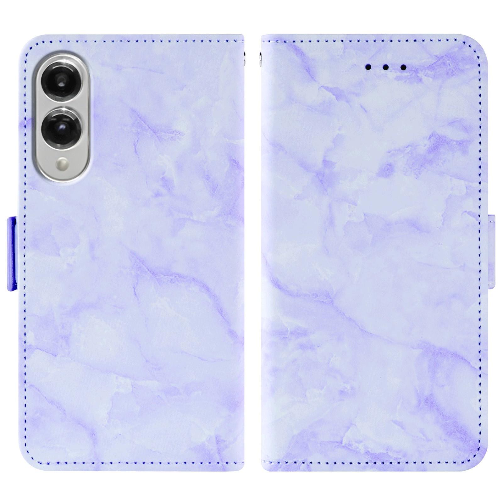 

For Samsung Galaxy S25 Edge Leather Case Marble Pattern Phone Wallet Stand Cover with Wrist Strap