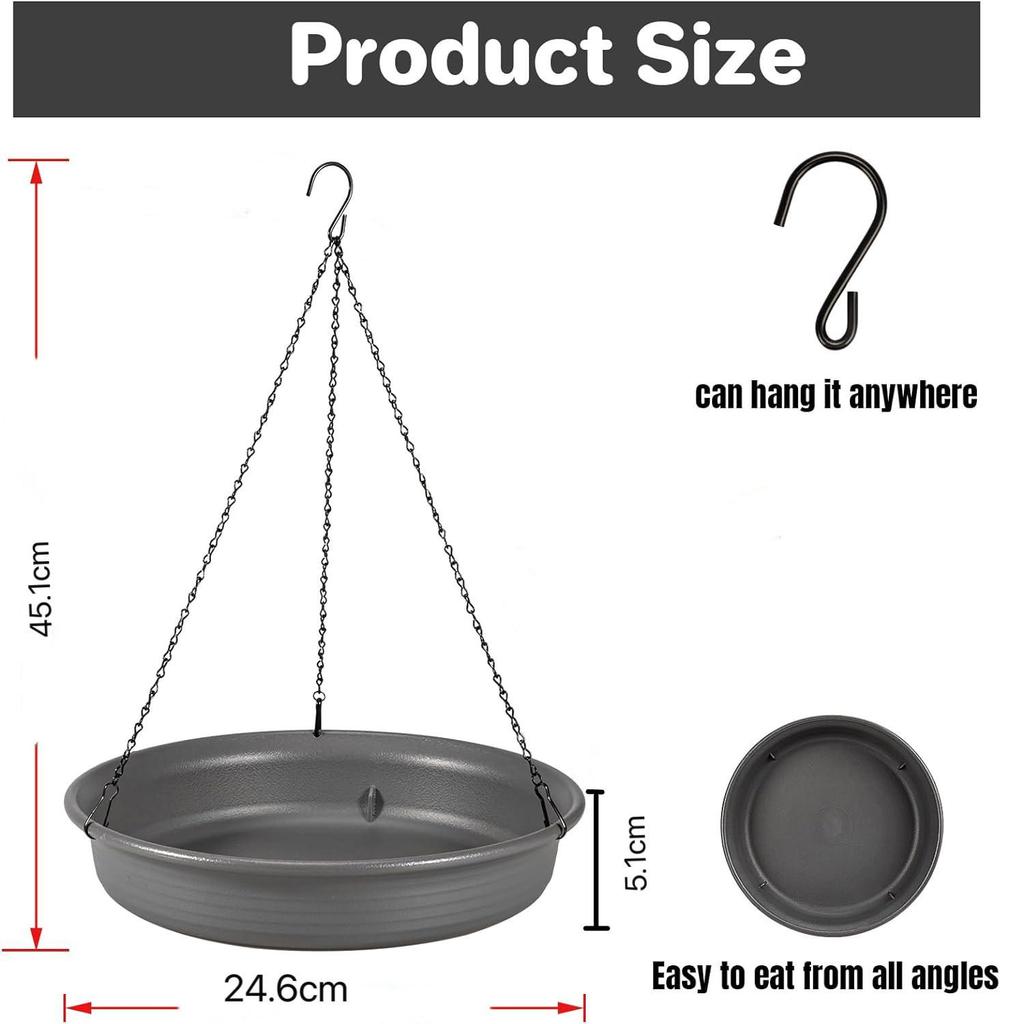Outdoor Decorative Hanging Bird Feeder and Bird Bath Pendant for Garden and Balcony