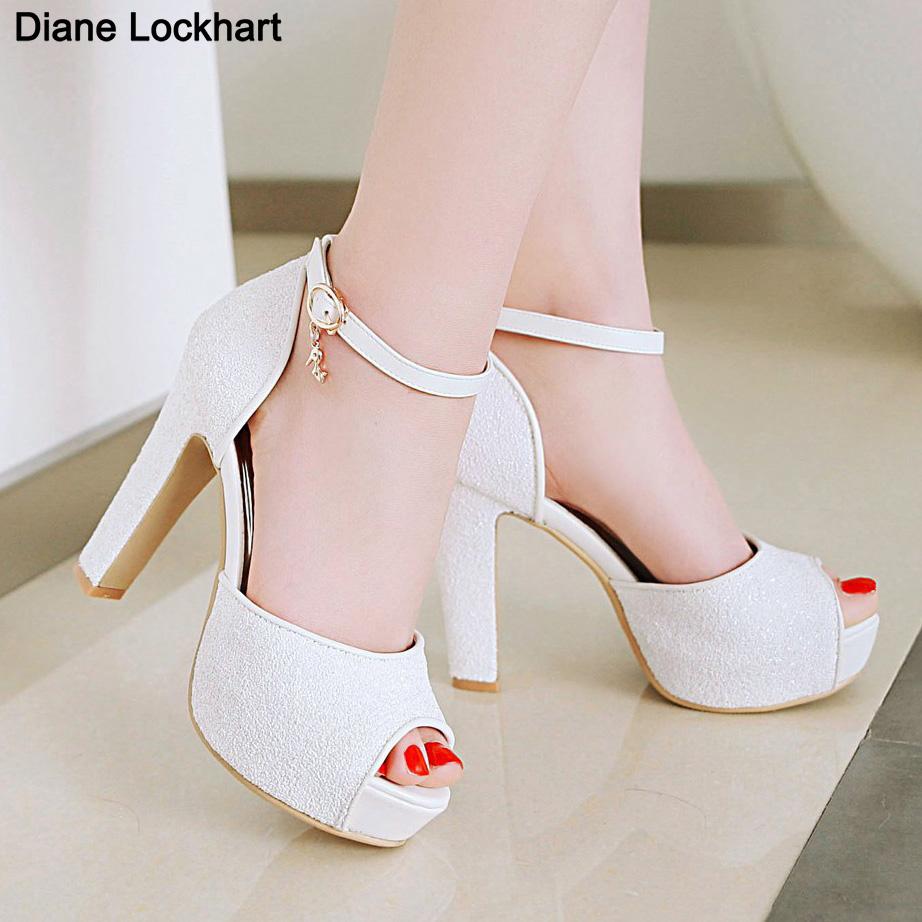 Fashion Summer New Peep Toe Shiny Sequins High Heels Women Platform Sandals Party Dress Wedding Pumps Ladies Shoes Gold Zapatos de Mujer