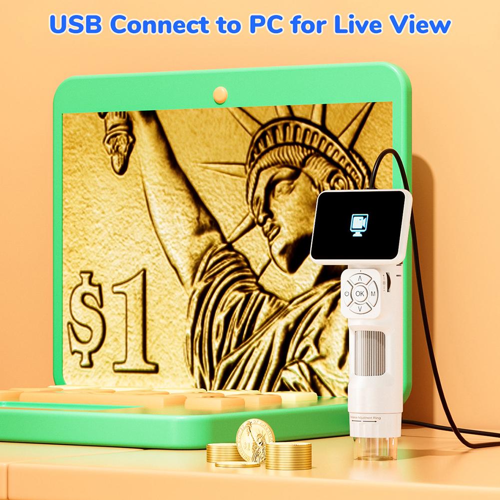 Microscope with 2.8 Inch Screen Handheld Microscope Camera 1080P HD Portable Handheld Magnifying Glass Educational Science