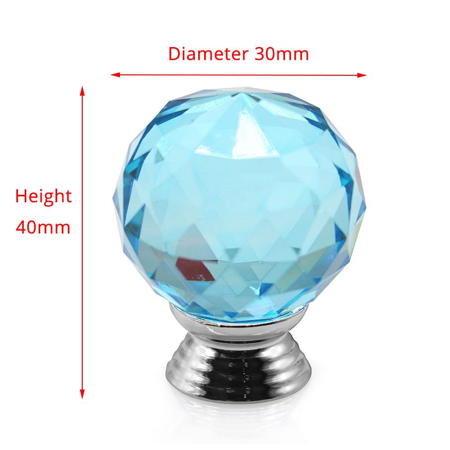 

NAIERDI 30mm Colorful Crystal Glass Knobs Cabinet Handles Crystal Ball Cupboard Pulls Drawer Knobs Kitchen Furniture Handle озеро синього кольору