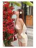 Solid Color Slimming Long-Sleeve Sun Protection 4-Piece Backless Swimwear Set for Hot Springs & Beaches