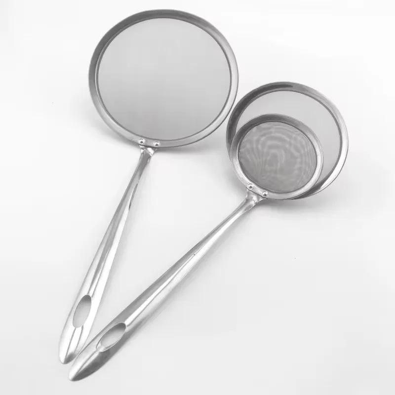 Oval Skimmer Stainless Steel Filter Mesh Oil Pot Food Filter Cookware Colander Fried Filter Kitchen Strainer Baking Cooking