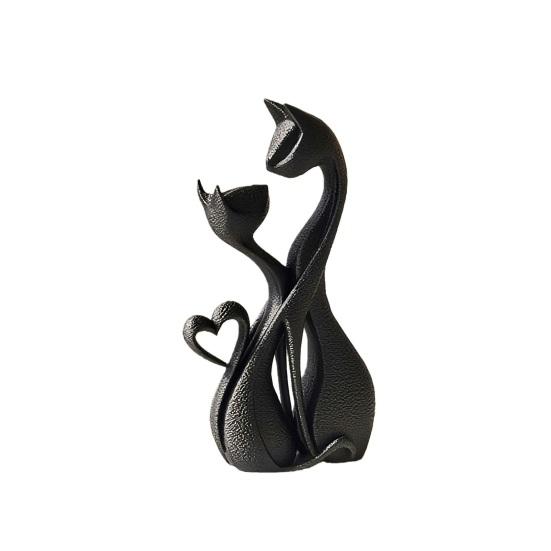 3D Printed Couple Cat Sculpture, Abstract Double Cat Figurine, Minimalist Modern Cat Decoration for Table, Aesthetic Gift for Cat чёрный