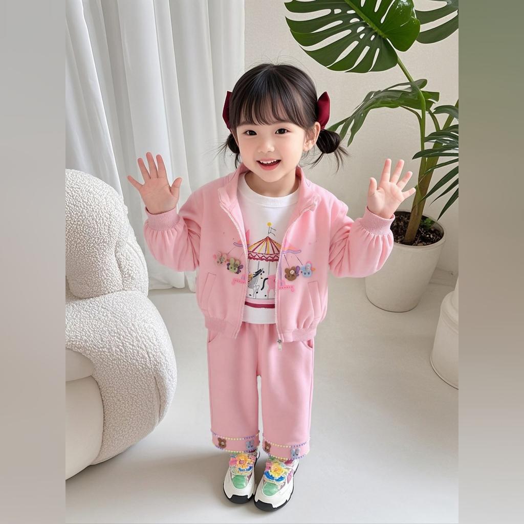 Kids Casual Long-Sleeve Set, Comfortable Daily Wear Outfits