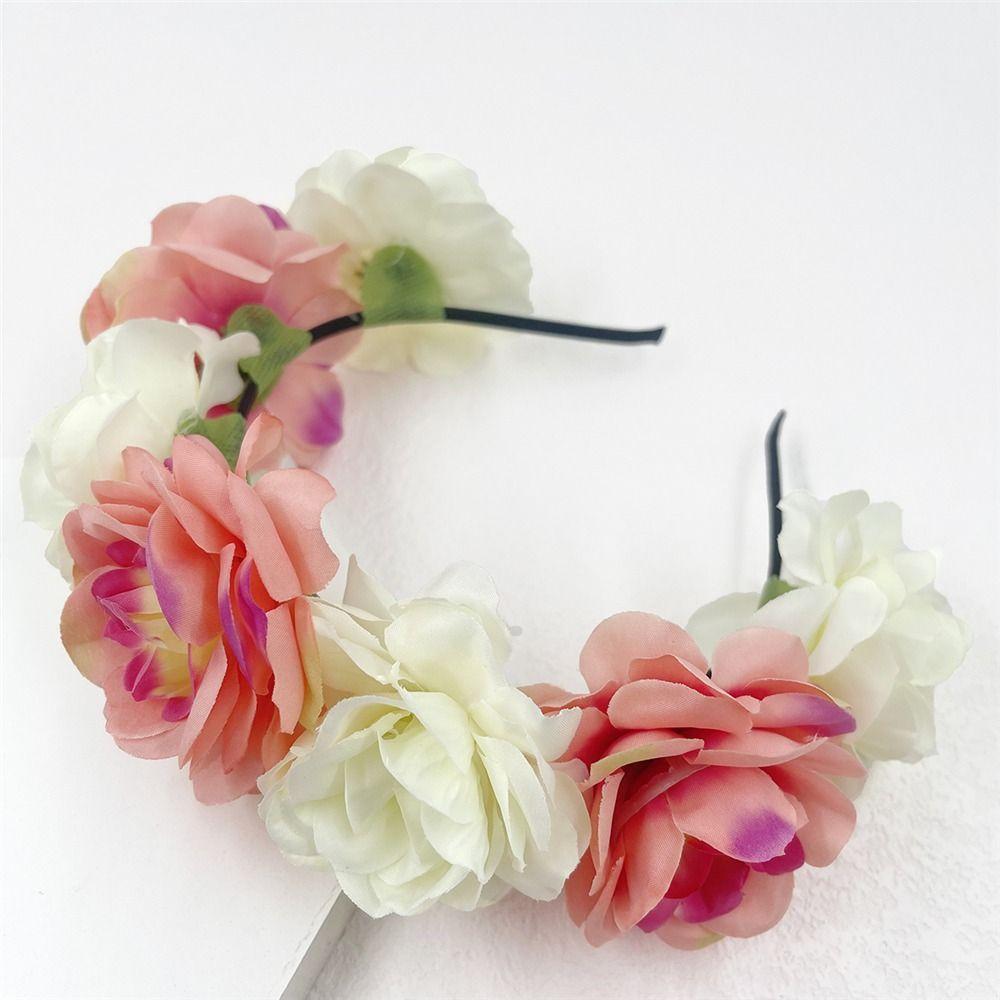 Photo Props Rose Flower Headpiece Bohemian Headwear Fashion Flower Crown  for Women Girls