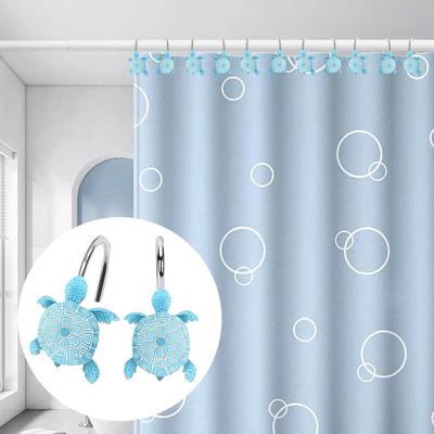 12 Stück Badezimmer Meeresschildkröten Duschvorhanghaken Ringe Einfache Installation Dekorative Metall Duschvorhang