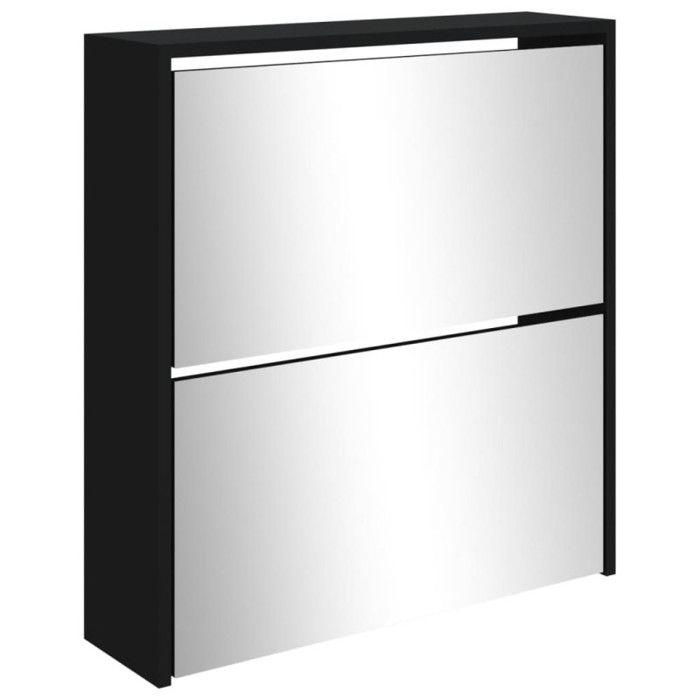 VidaXL Shoe Cabinet with Mirror 2-Tier Black 63x17x67 Cm 342629