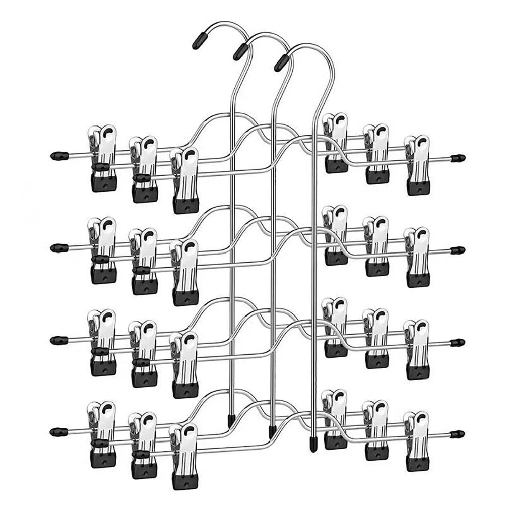 Space Saving Pants Hanger Skirt Clips Non Slip Trousers Rack Black