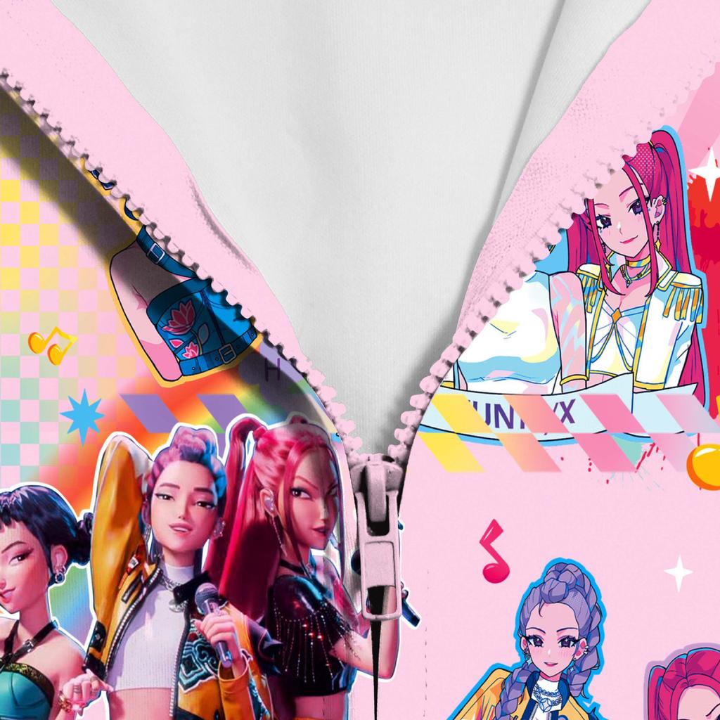 Dívčí mikina 3D kreslená bunda mikina hudba na zip s kapucí dlouhý rukáv topy