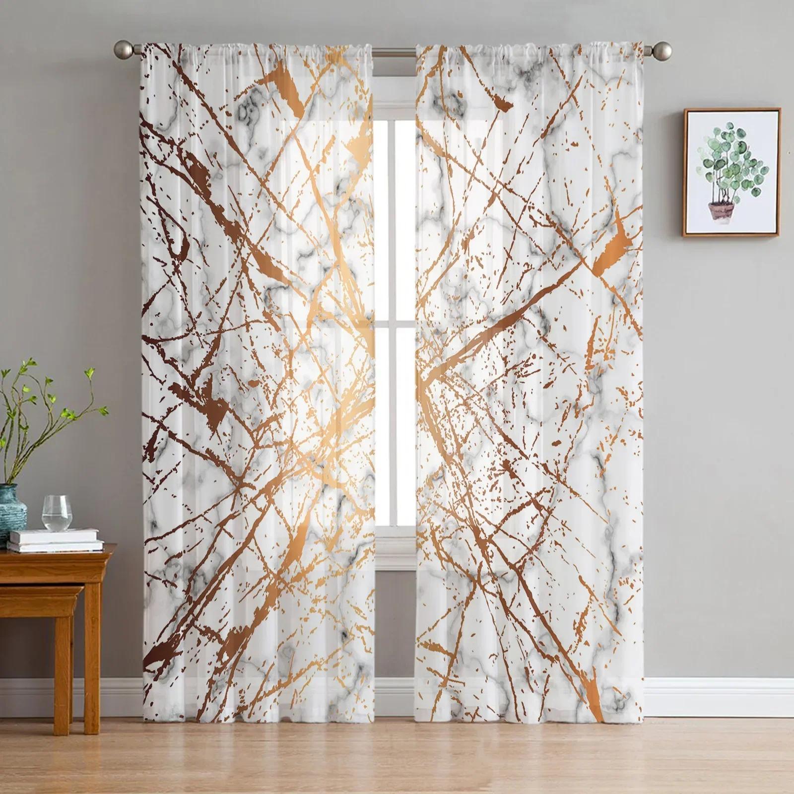 

Мраморные трещины прозрачные шторы гостиная тюль окна шторы для спальни кухня украшение дома вуаль шторы W135 x H115cm x1&Grommet Top