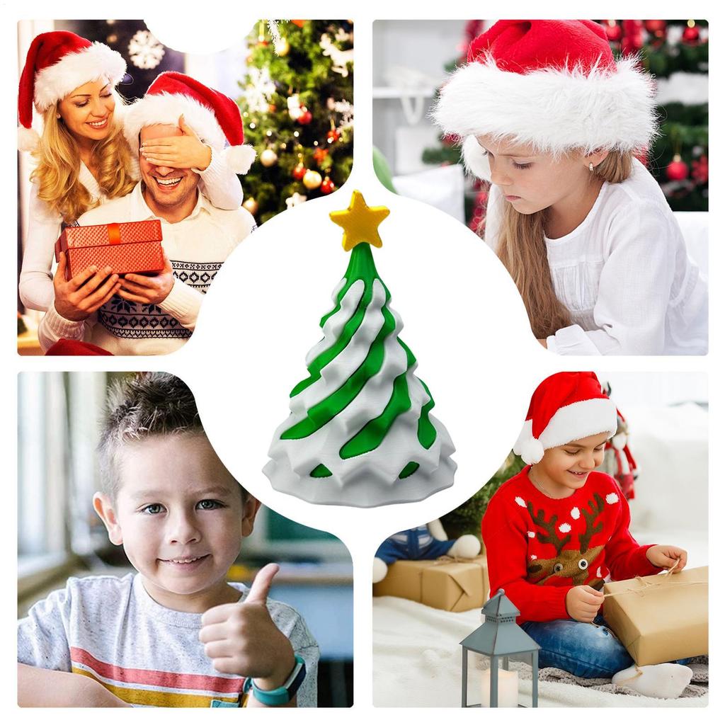 Fidget Christmas Tree Toy Collectible Desktop Decoration Passthrough 3D Printing Christmas Figure for Teens Adults Boys Girls