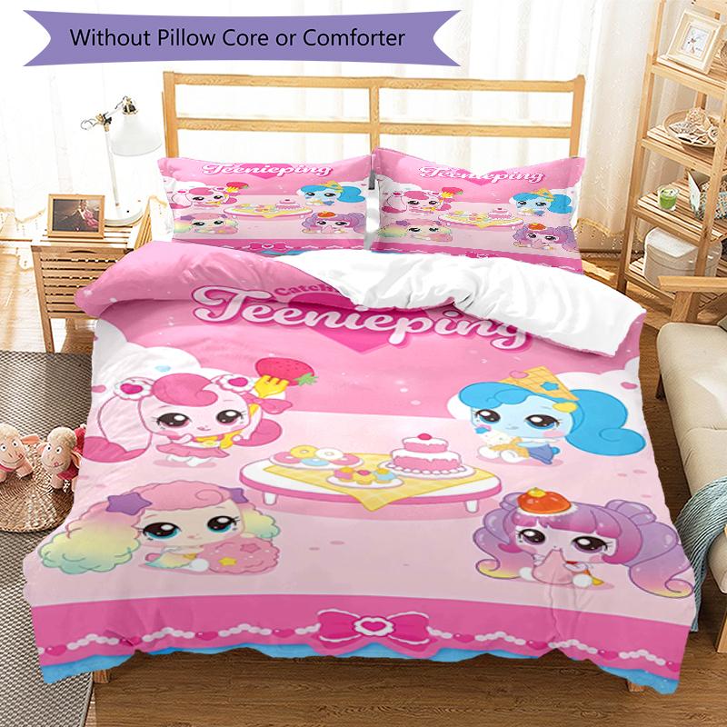 3pcs Magic Sweethear (4) Design Cover Set - HD Printed Bedding with 1 Cover and 2 Pillowcases - Perfect for Home and Dorm Decor