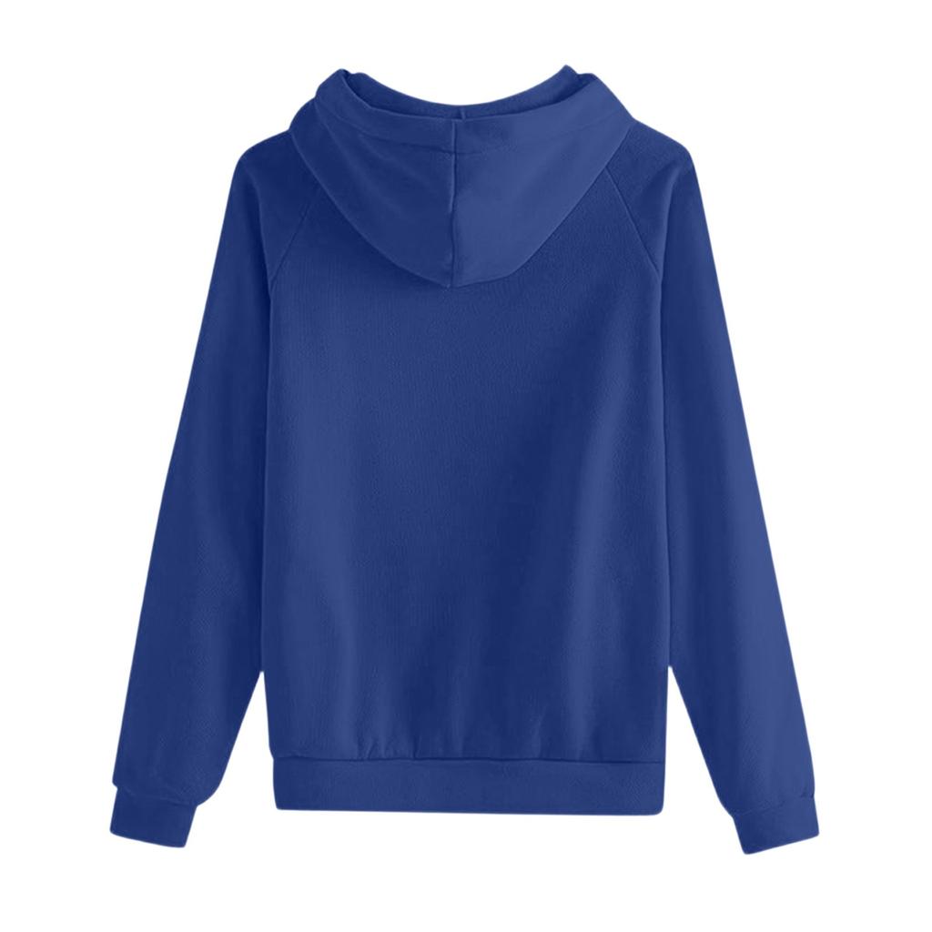 Women's Fashion Oversized Long-Sleeve Zipper Drawstring Solid Color Hooded Sweatshirt