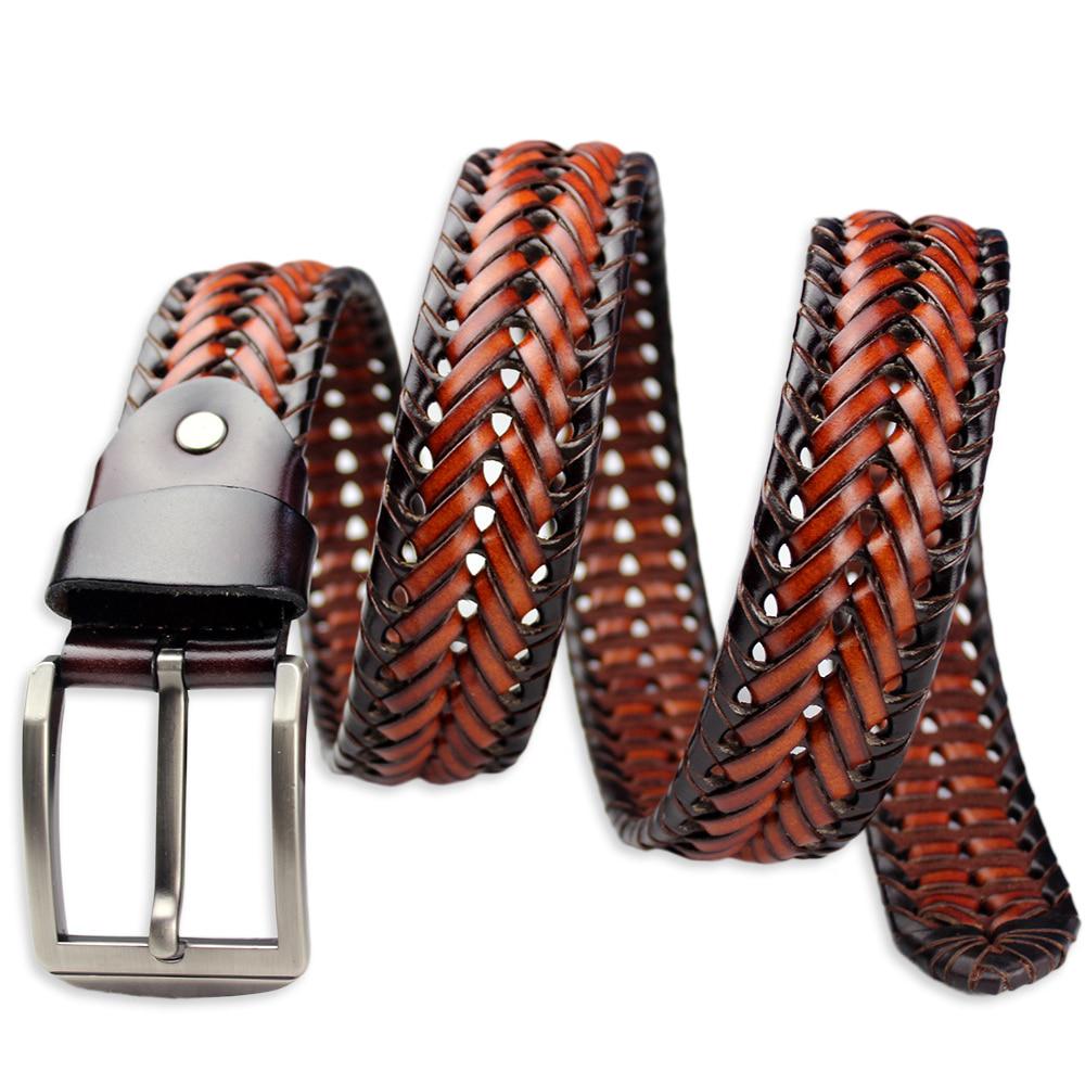 Men's Belts 4.0CM Width Luxury Genuine Leather Cow Straps Hand Knitted Designer Strap