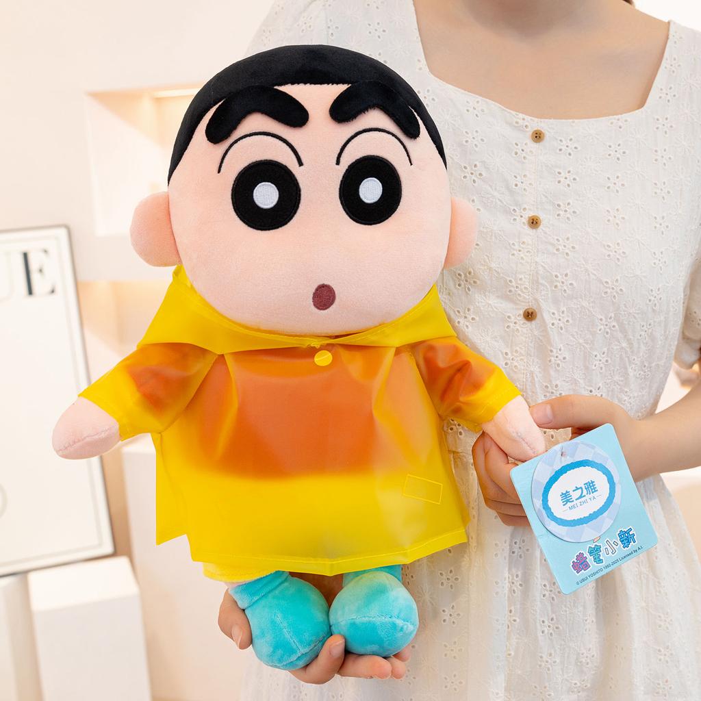 Original Crayon Shin Chan Plushies With Raincoat Soft Cuddly Japanese Style Anime Kawaii Doll Xmas Gifts Girl
