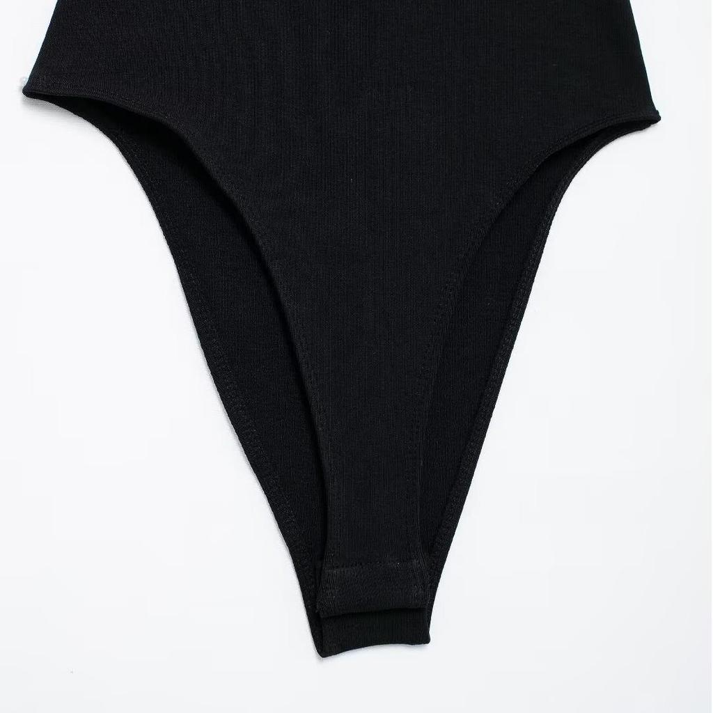 Skinny Ribbed Bodysuits for Women, O Neck, Straps, Snap-Button, Female Playsuits, Sexy Fashion
