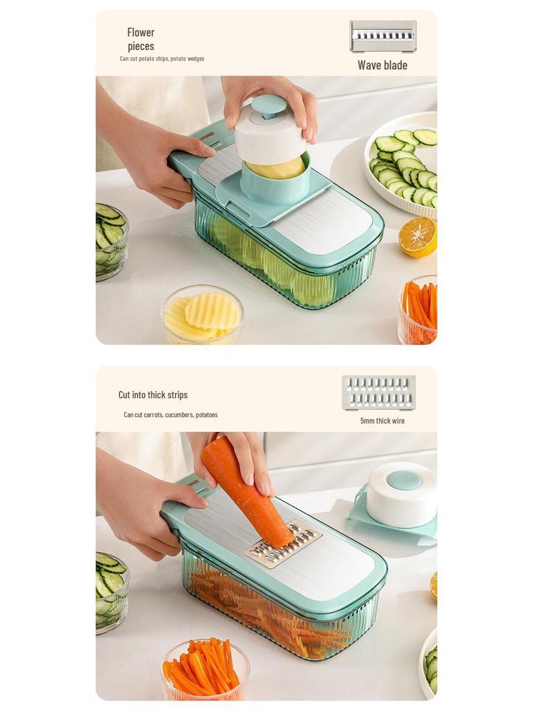 Stainless Steel Multifunctional Kitchen Grater & Slicer with Hand Protector