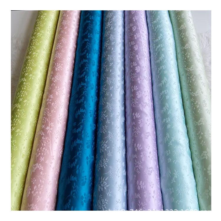 Golden Branch & Leaf Jacquard Sand-Wash Silk Fabric for Chinese Style Hanfu & Cheongsam Dresses
