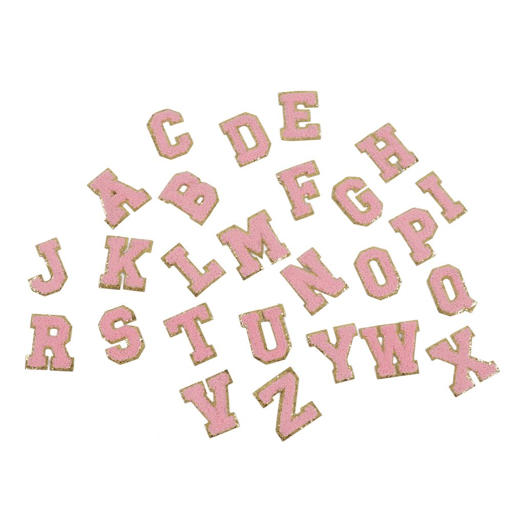 Pink Letter Patches 26 Letters Design Personalized Beautiful Iron On Patches for DIY Repairing Clothes Decoration