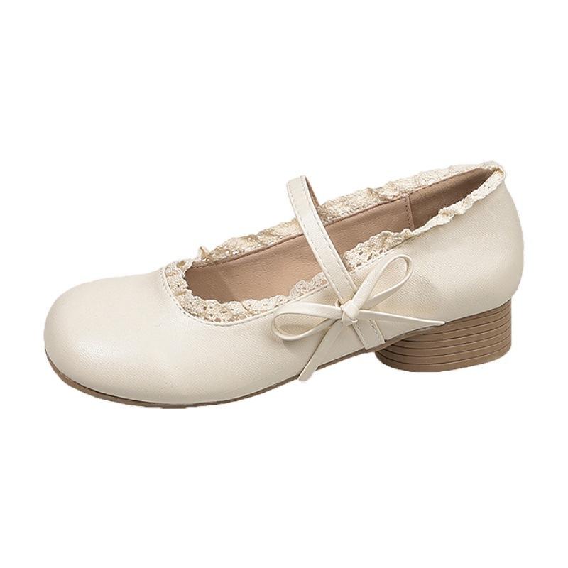 French soft leather Mary Jane women's shoes 2025 summer new retro gentle temperament with skirt thick heel light mouth single shoes