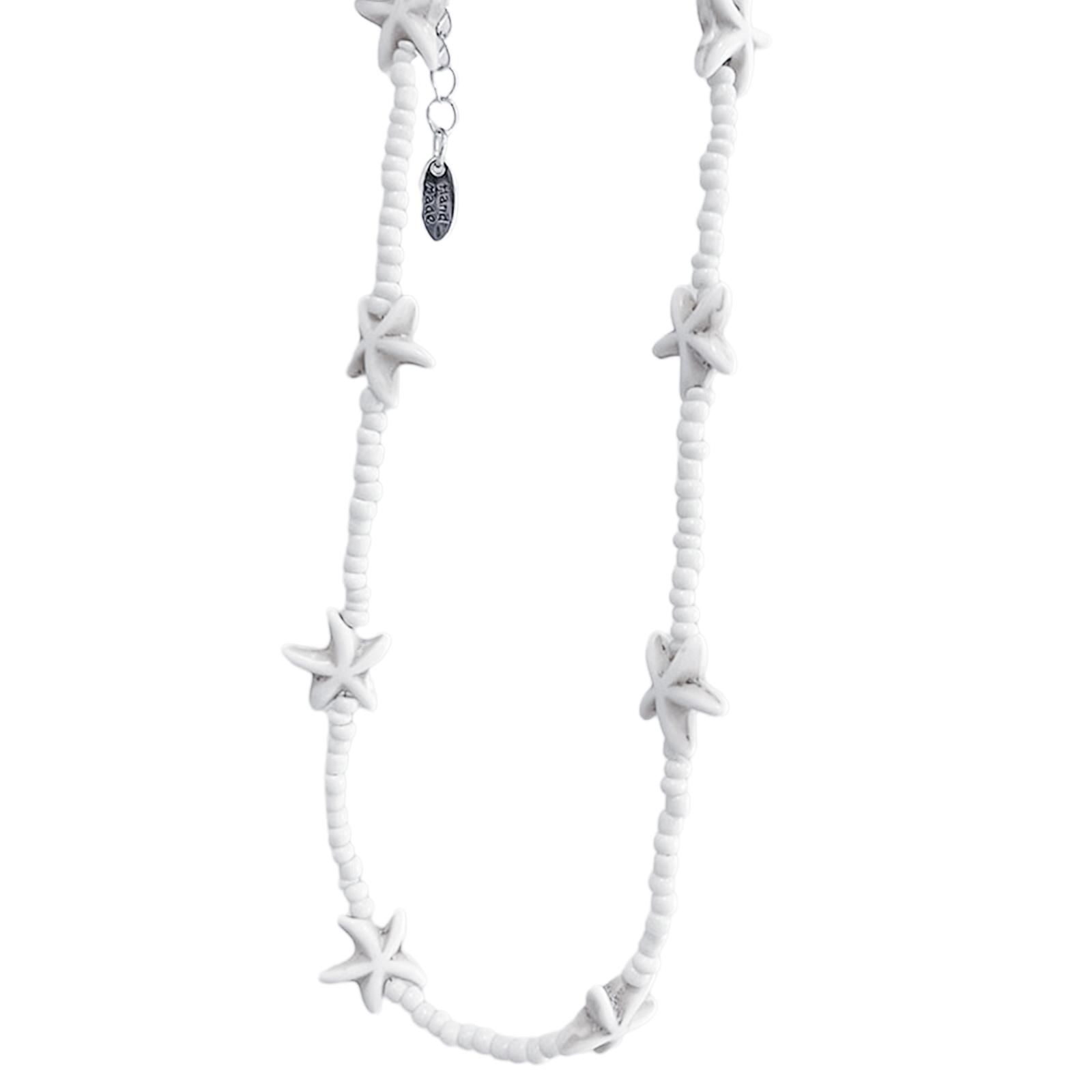 

Trend Bohemian Necklace Handmade Beaded Strand Clavicular Chain with Starfish Pendant Charm for Daily Casual Wear
