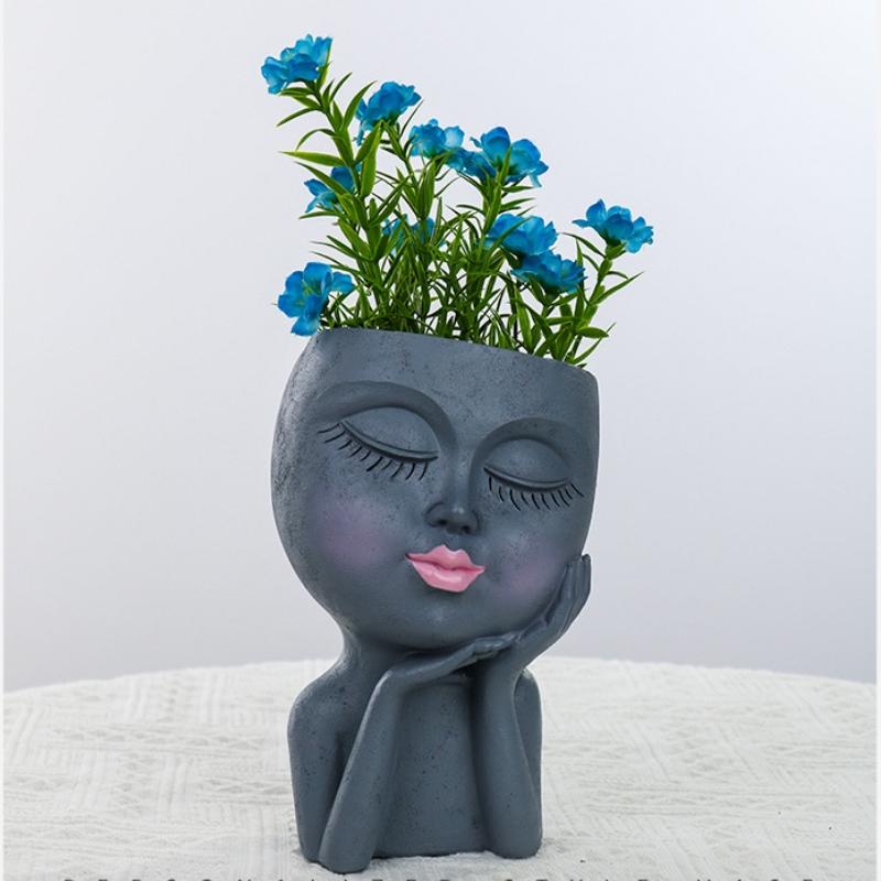 Creative Fashion Garden Face Gill Pot Resin Decoration Family Desktop Villa Balcony Courtyard Decorative Doll Fleshy Flower Pot