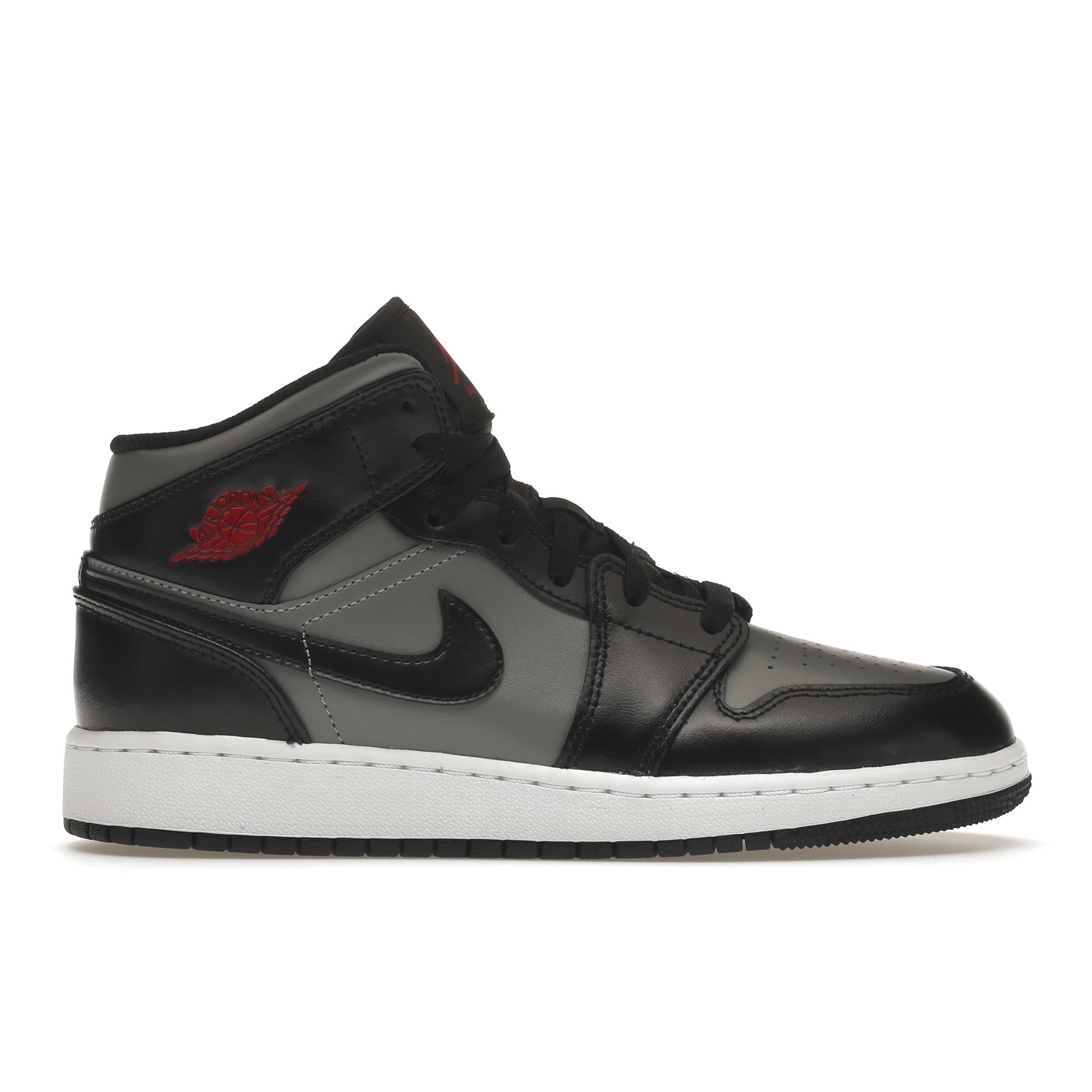 Jordan 1 Mid GS Black Grey Red 554725-096 36
